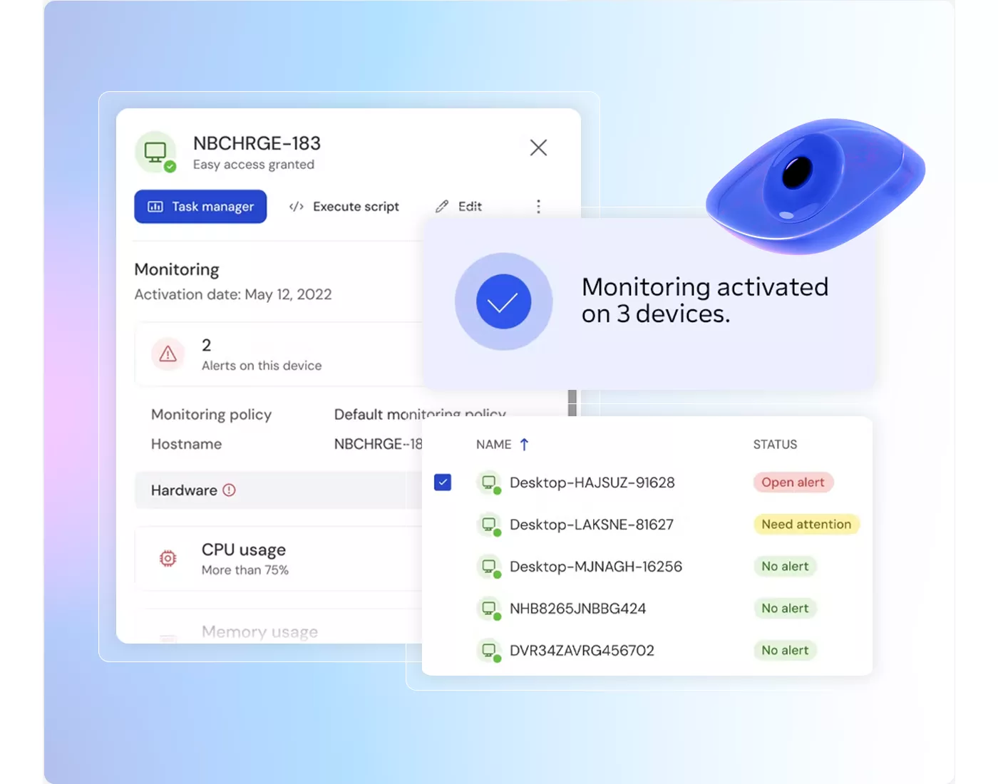 Інтерфейс моніторингу пристроїв TeamViewer DEX Essentials